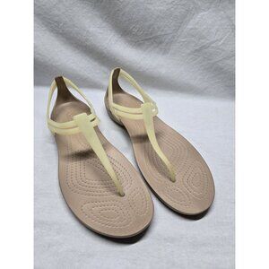 Crocs Isabella Women's Size 10 Tan Jelly T-Strap Iconic Comfort Sandals- Rare
